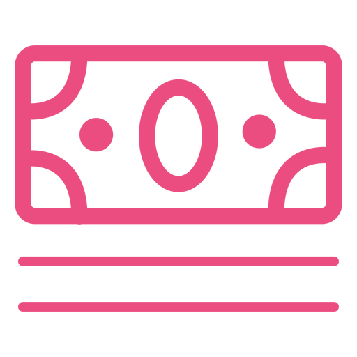Icono de factura de dinero trazo rosa Diseño PNG
