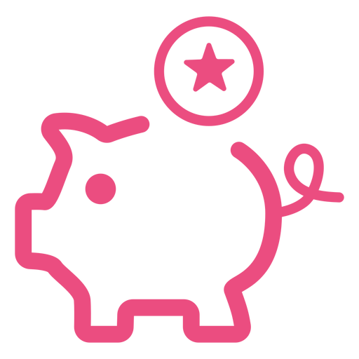 Piggy bank icon stroke pink PNG Design