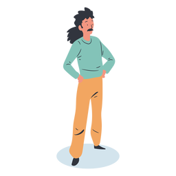 Pferdeschwanz Kerl Charakter isometrisch PNG-Design