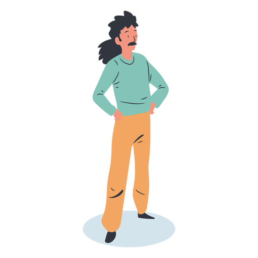 Ponytail guy character isometric PNG Design