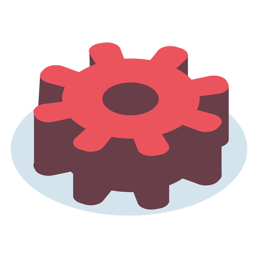 Red gear isometric PNG Design