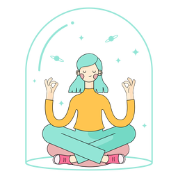 Personaje meditando chica relajada Diseño PNG