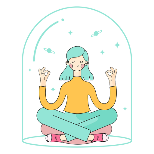 Relaxed girl meditating character PNG Design