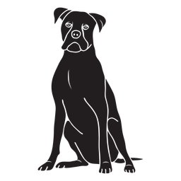 Sitting boxer dog black PNG Design Transparent PNG