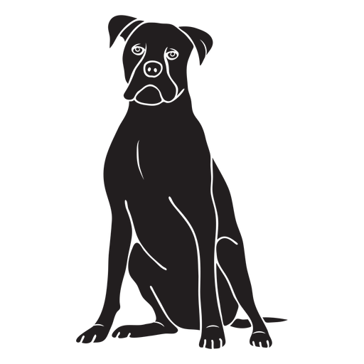Perro boxer sentado negro Diseño PNG