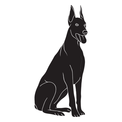 Sitzender Dobermannhund schwarz PNG-Design