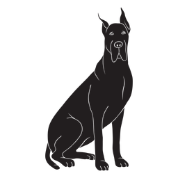 Sentado gran danés perro negro Diseño PNG