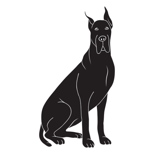 Sitting great dane dog black - Transparent PNG & SVG vector file
