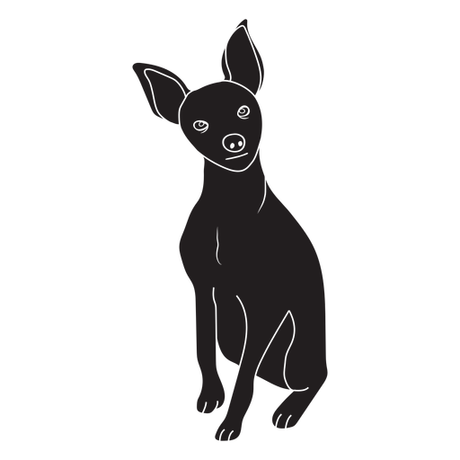 Sitting pinscher dog black PNG Design
