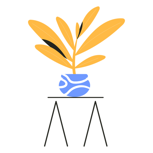 Yellow houseplant table flat PNG Design