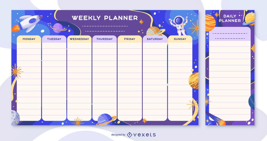 Space weekly planner design Space weekly planner design