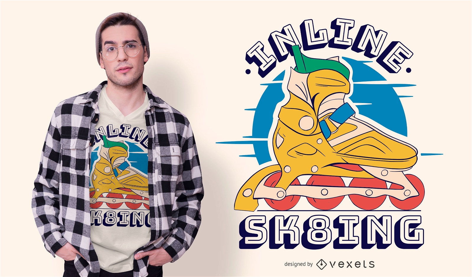 Diseño de camiseta de ilustración de patinaje en línea