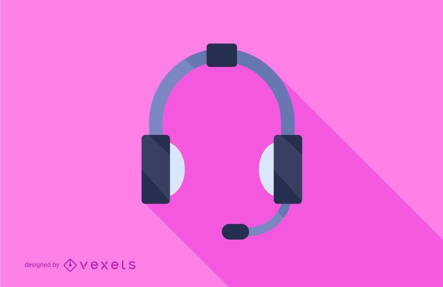 Headphones Flat Long Shadow Illustration Headphones Flat Long Shadow Illustration