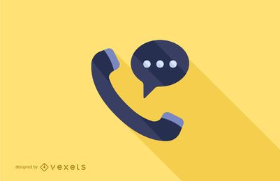 Phone Call Flat Long Shadow Illustration