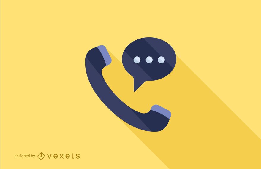 Phone Call Flat Long Shadow Illustration Phone Call Flat Long Shadow Illustration