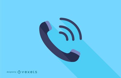 Ringing Phone Flat Long Shadow Illustration Ringing Phone Flat Long Shadow Illustration