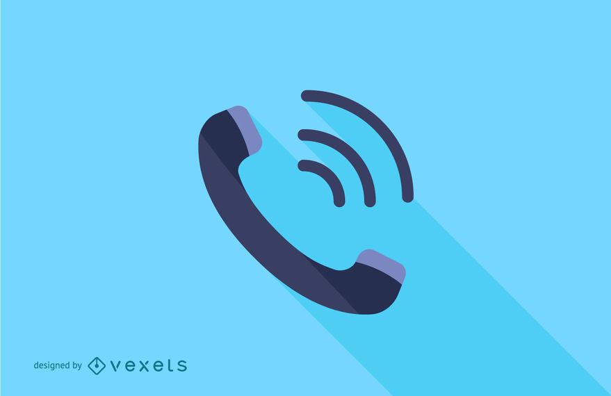 Ringing Phone Flat Long Shadow Illustration Ringing Phone Flat Long Shadow Illustration