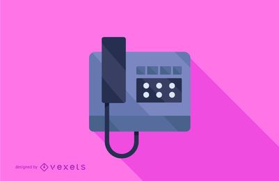 Teléfono de oficina plana larga sombra ilustración Teléfono de oficina plana larga sombra ilustración