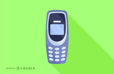 Button Mobile Phone Flat Long Shadow Design Button Mobile Phone Flat Long Shadow Design