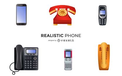 Realistische Telefone Illustrationsset