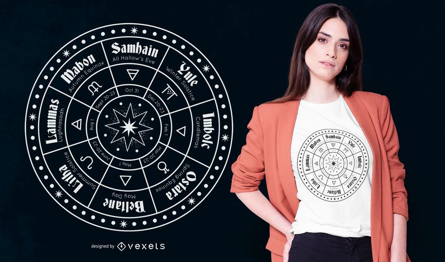 Diseño de camiseta de calendario pagano Diseño de camiseta de calendario pagano