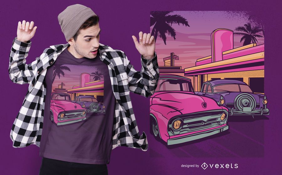 Diseño de camiseta Retro Car Diner Diseño de camiseta Retro Car Diner