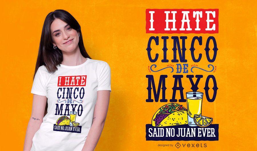Diseño de camiseta de texto divertido del Cinco de Mayo Diseño de camiseta de texto divertido del Cinco de Mayo