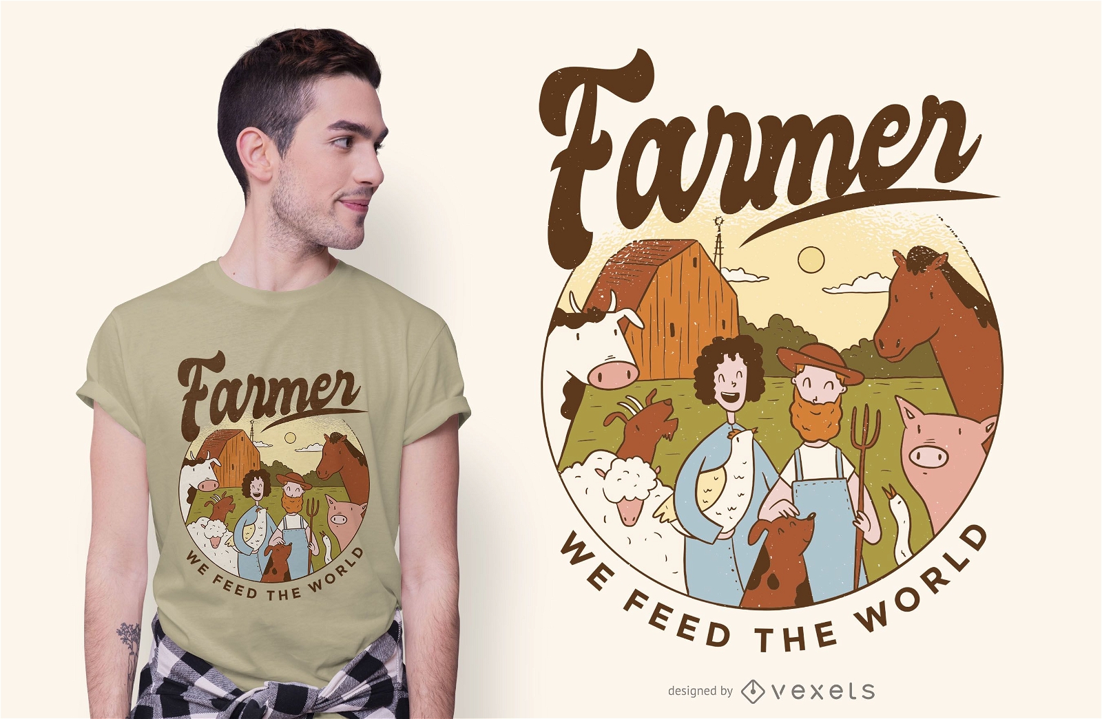 Dise?o de camiseta de texto de ilustraci?n de granjero