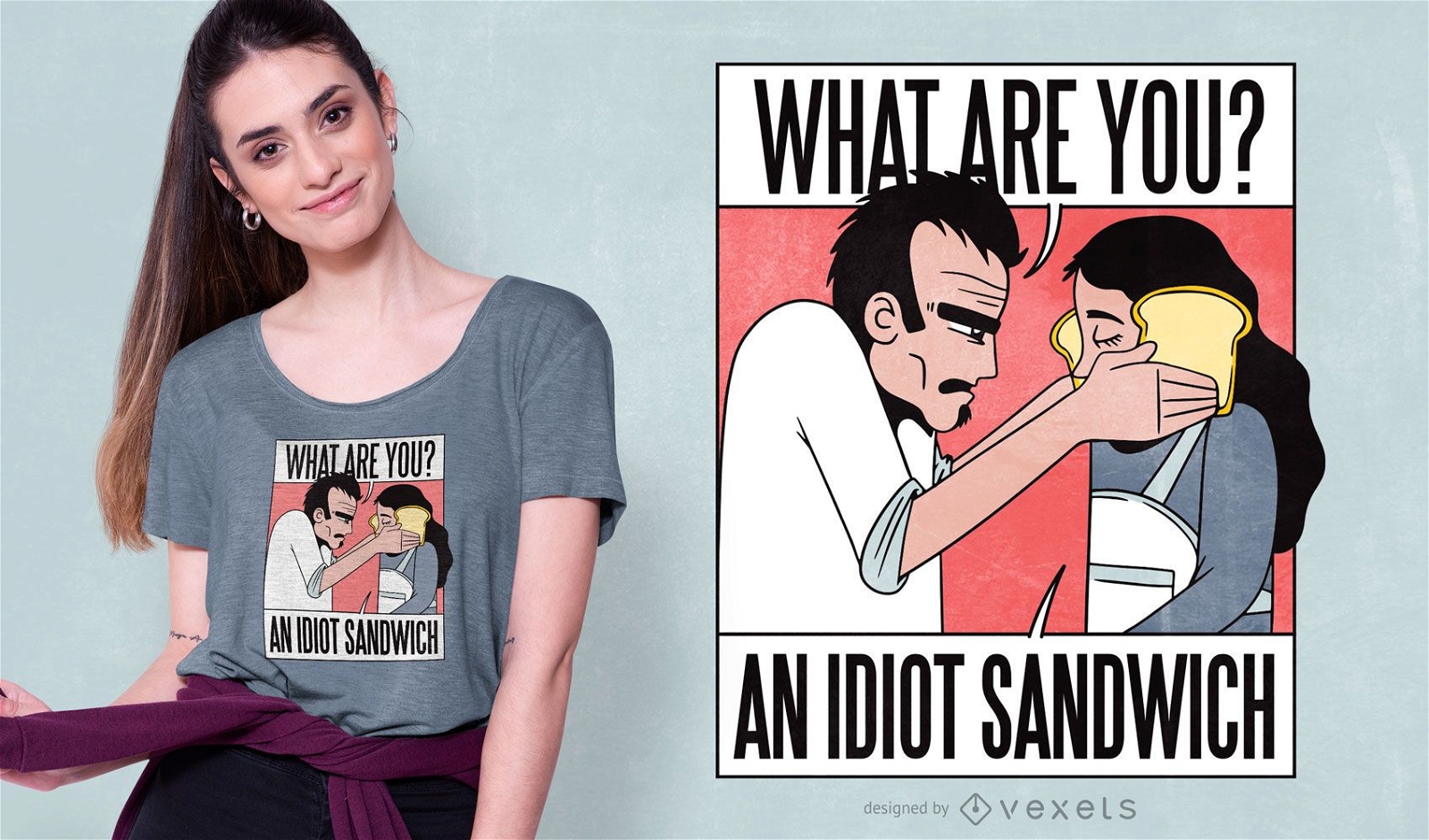 Design de t-shirt de texto idiota sanduíche