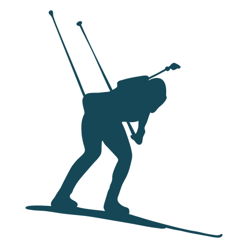 Biathlonist silhouette bend over PNG Design