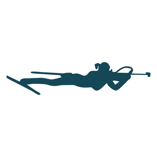 Biathlonist silhouette lying PNG Design