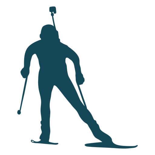 Biathlonist silhouette moving front view PNG Design