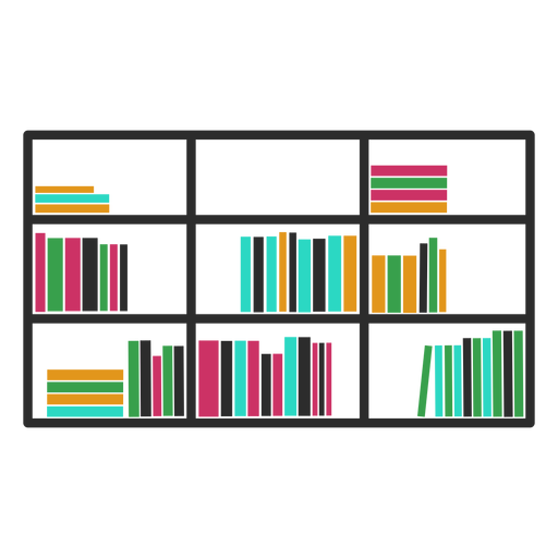 Bookshelves color horizontal PNG Design