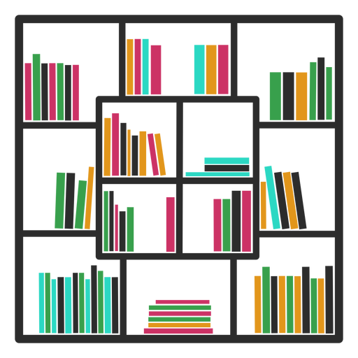Bücherregale Farbquadrat PNG-Design