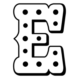 Karnevalsbuchstabe e monochrom PNG-Design