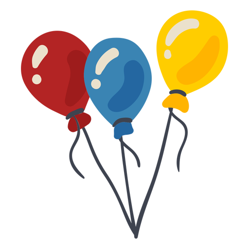Three balloons color PNG Design