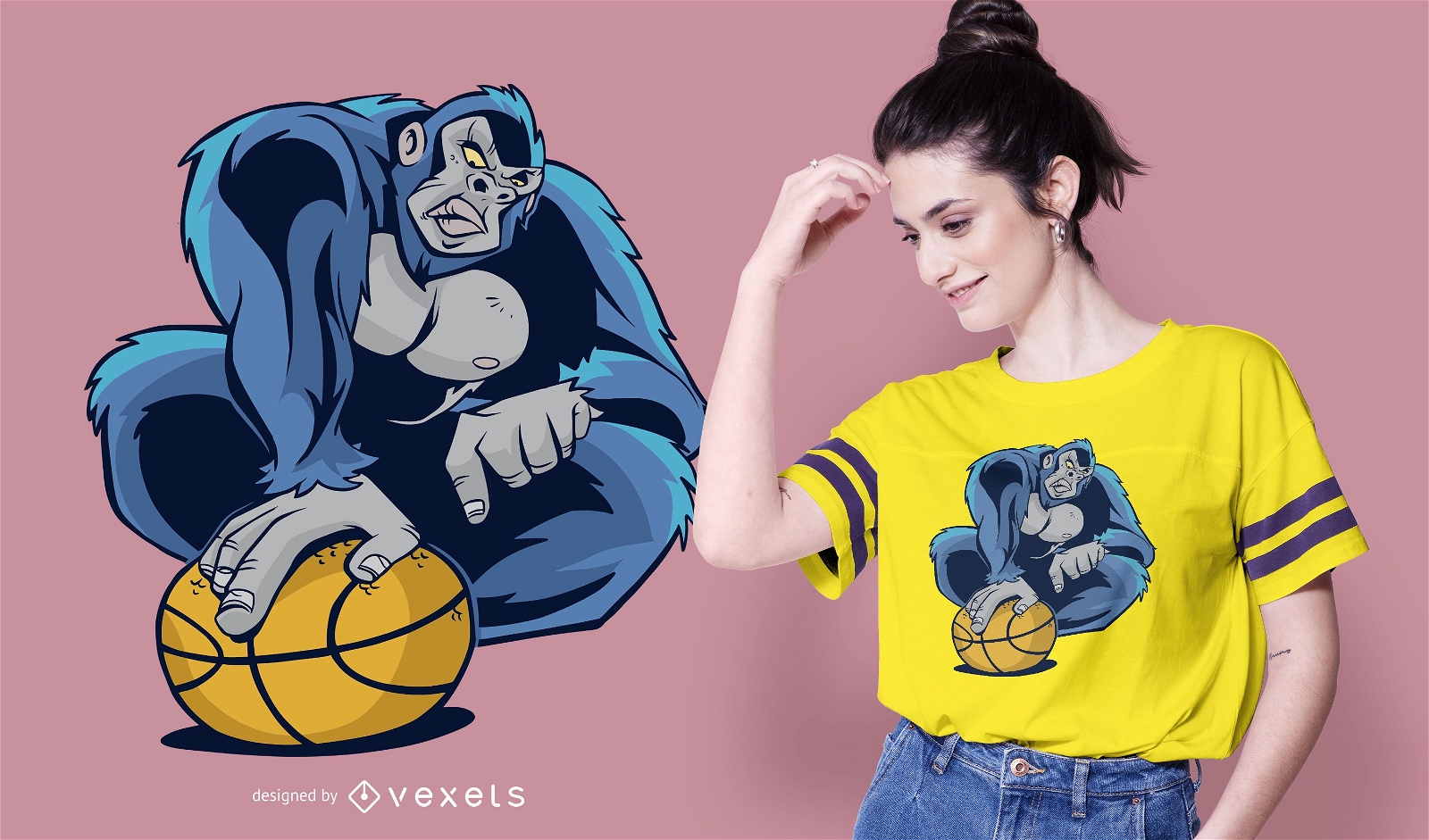 Diseño de camiseta de baloncesto gorila
