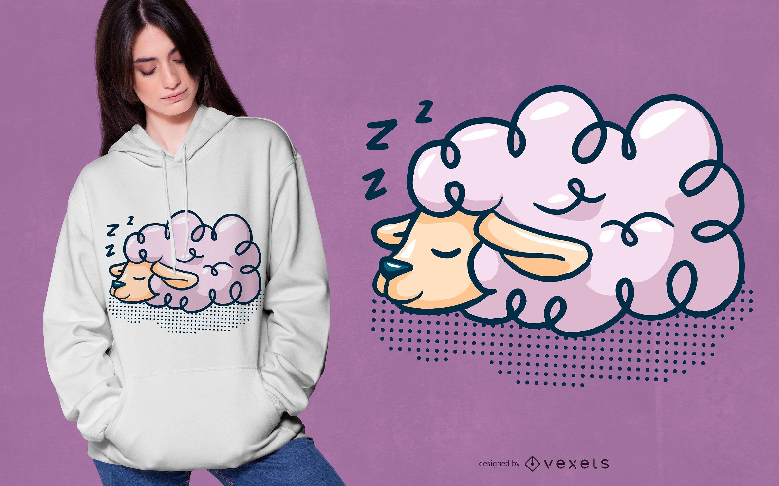 Design de camiseta de ovelha dormindo