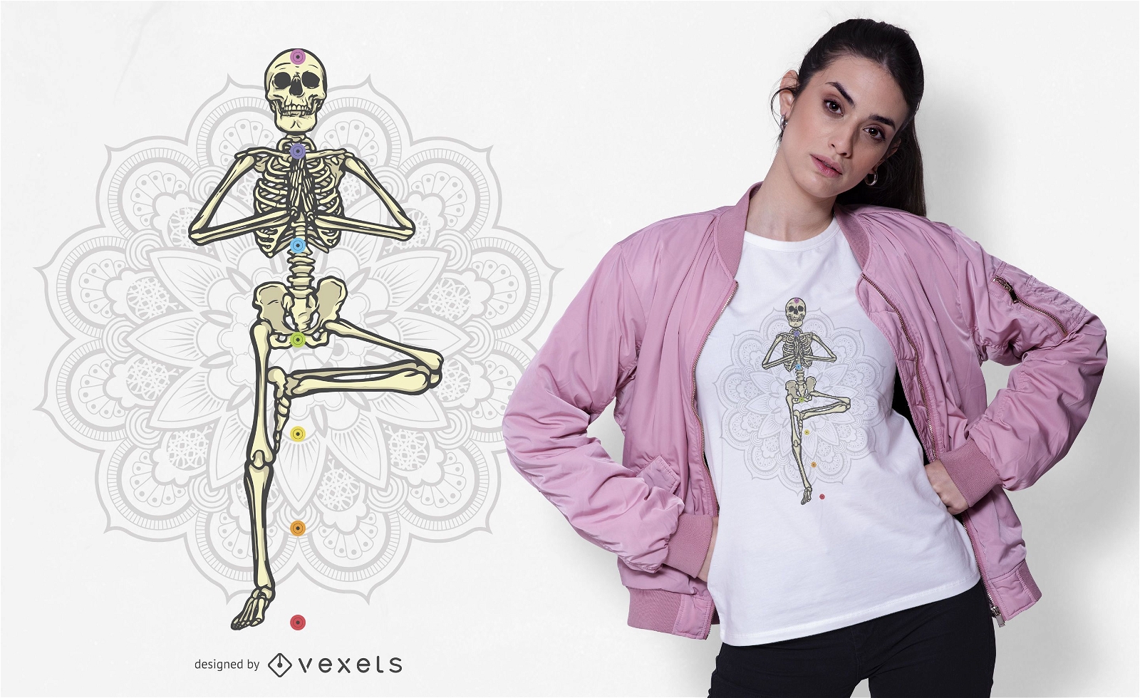 Design de camiseta de esqueleto para ioga