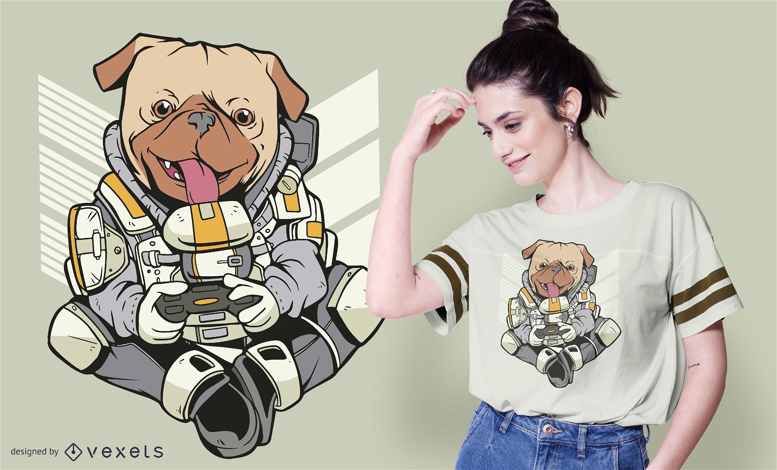 Soldier pug t-shirt design