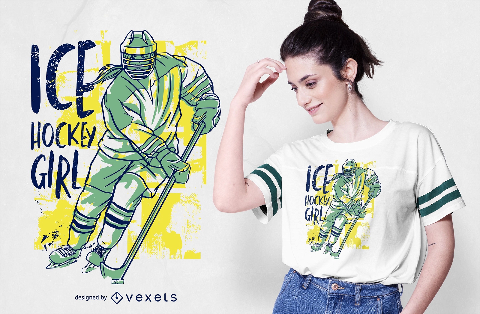 Diseño de camiseta de niña de hockey sobre hielo.