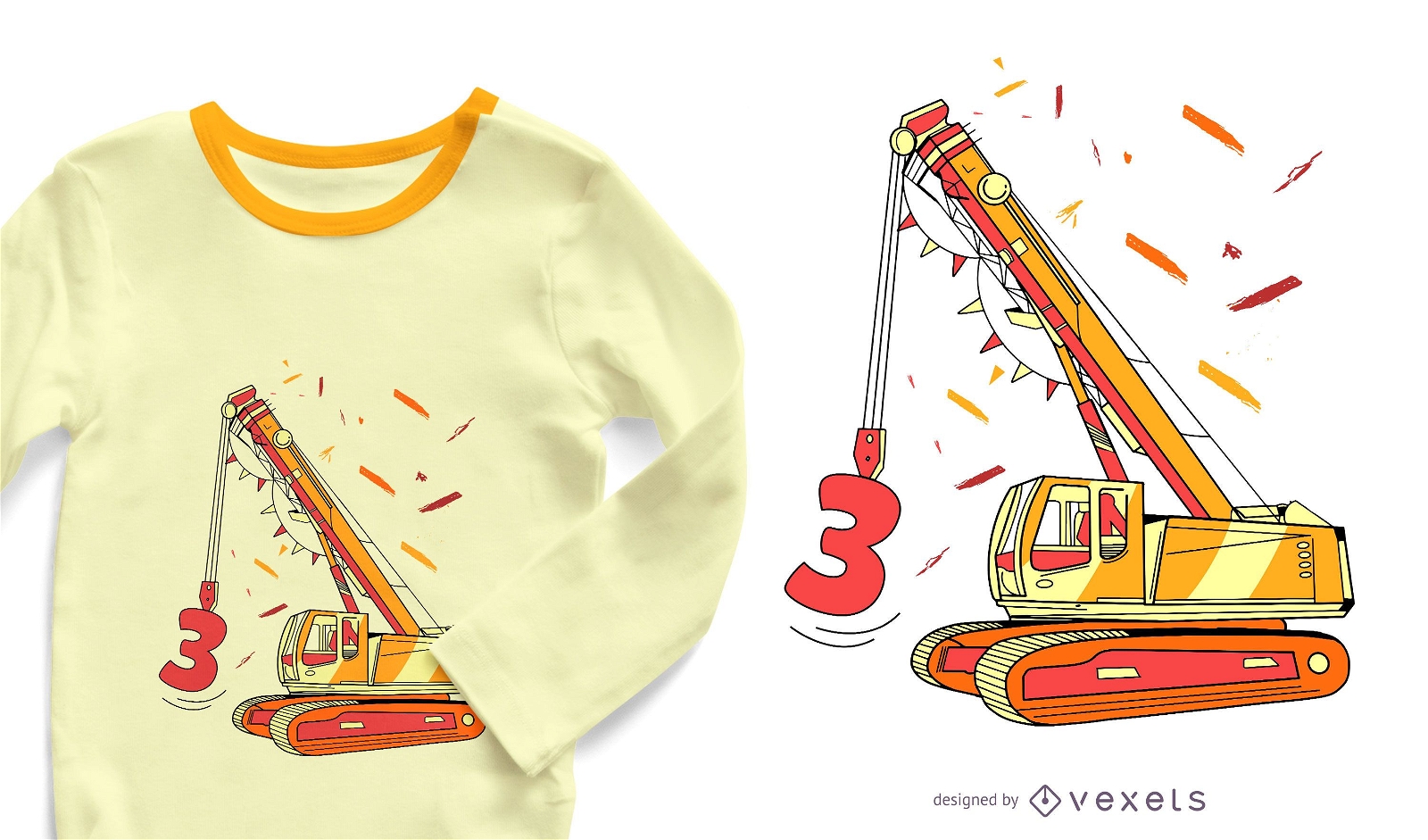 Excavator birthday t-shirt design