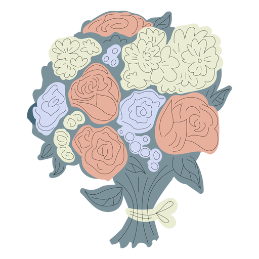 Blauer Blumenstrauß Hand gezeichnet PNG-Design