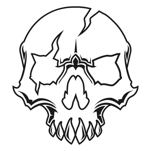 Broken skull illustration PNG Design