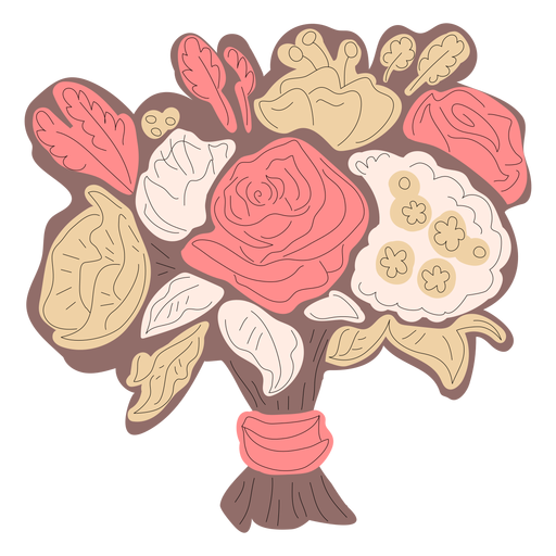 Brauner Blumenstrauß Hand gezeichnet PNG-Design