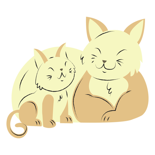 Katze und ihr Kätzchen Hand gezeichnet PNG-Design