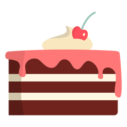 Tarta de chocolate con glaseado de fresa plana Diseño PNG