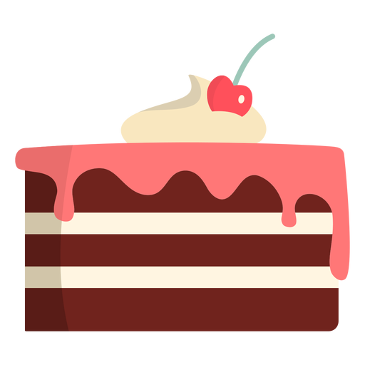 Schokoladenkuchen mit Straberry-Zuckerguss flach PNG-Design