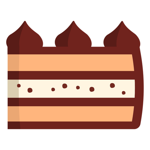 Pedazo de pastel de chocolate plano Diseño PNG