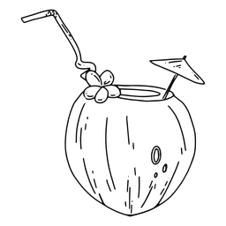 Bebida de coco desenhada à mão Desenho PNG